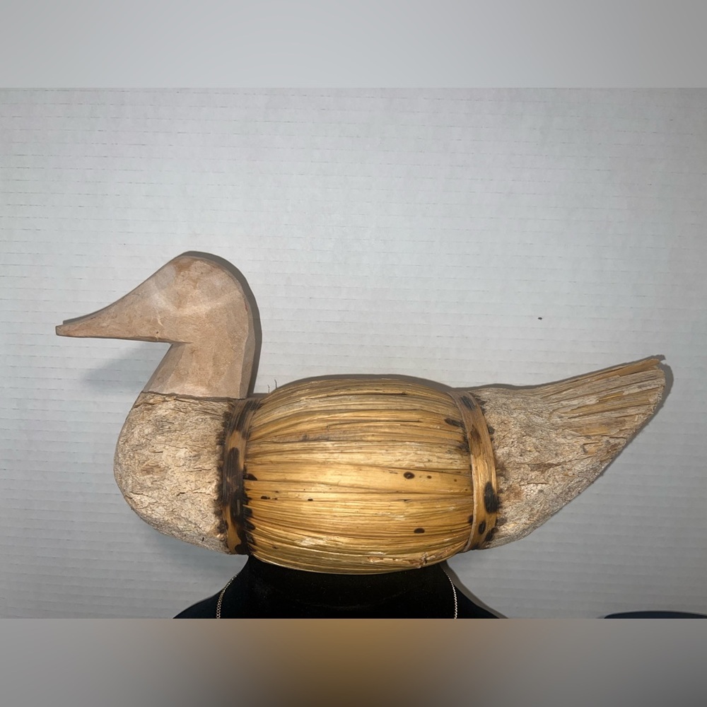 Vintage Duck Cork Straw Corn Husk Reed Wood Folk Art